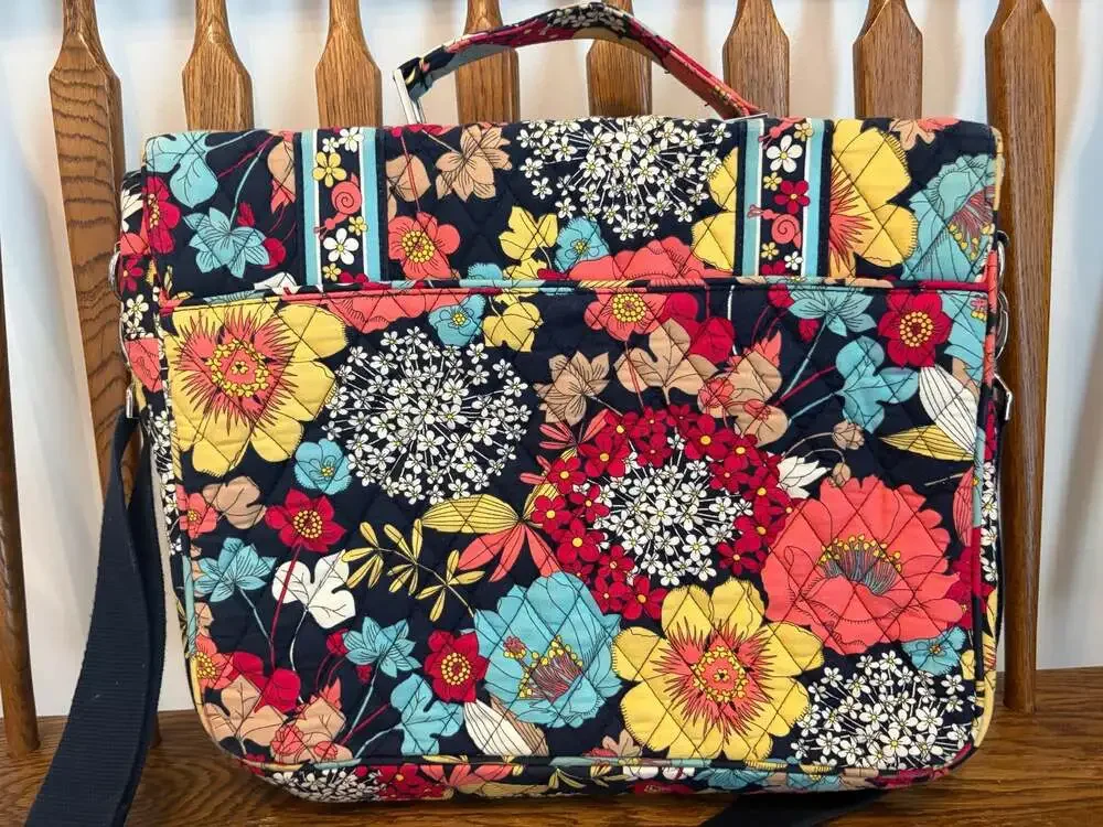 Vera Bradley Happy Snails Quilted Laptop Attache Briefcase Shoulder Bag
